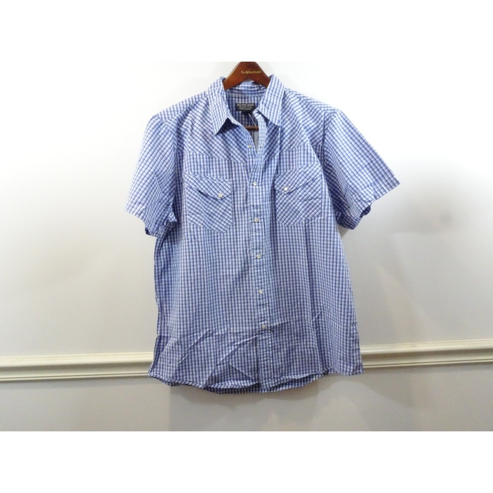 Polo Jeans Co Ralph Lauren Mens XL Blue Plaid Western Short Sleeve Shirt NWT